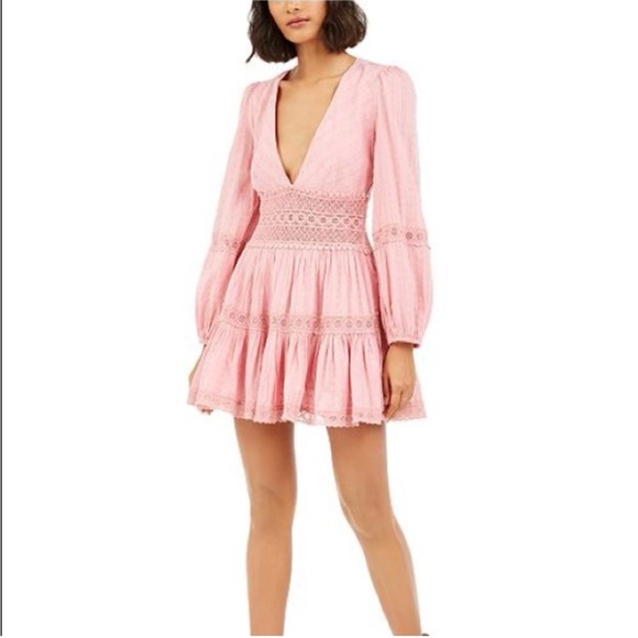 Free People Dresses & Skirts - Free People The Delightful Dusty Pink V Neck Tiered Bohemian Mini Dress Size 4